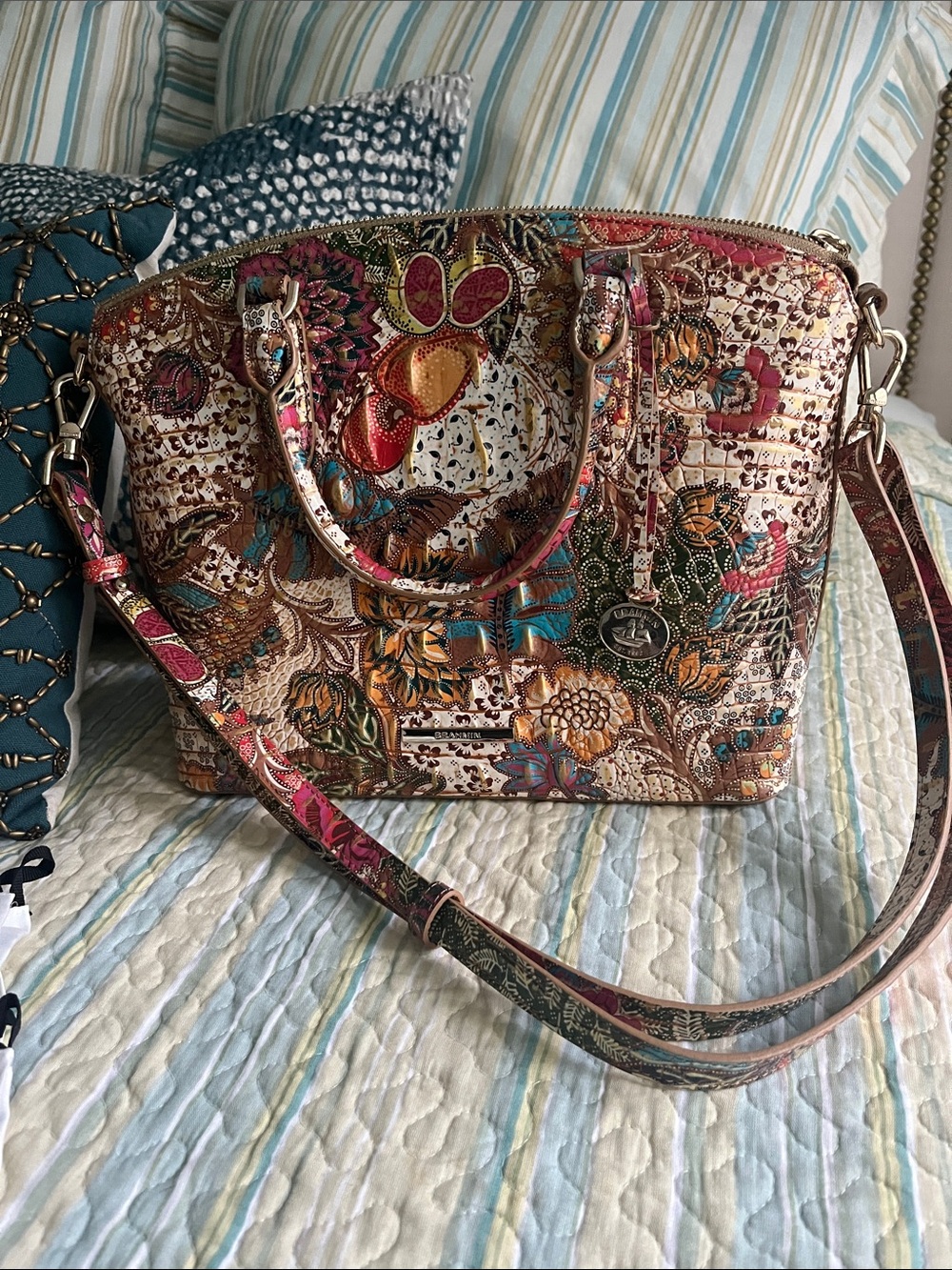 Brahmin Duxbury Satchel Leather Tote Bag - Patterned Women's Handbag